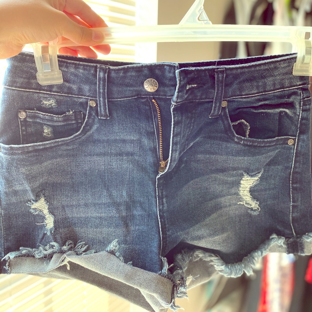 Celebrity Pink Dark Denim Shorts Flared Sz 5/27